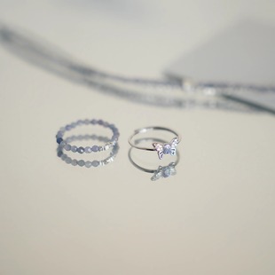 QIANTAO「如梦」天然坦桑石925银戒指女小众设计感高级气质百搭