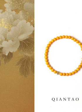QIANTAO「风禾」原创中式天然鸡油黄蜜蜡招财手链多宝手串情侣