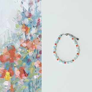 QIANTAO「归舟」原创天然海蓝宝手链淡水珍珠红玛瑙女生百搭礼物