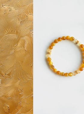 QIANTAO「映秋池」中式天然7a金虎眼黄水晶手串好运手链情侣礼物