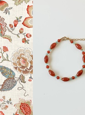 QIANTAO「七彩」原创新中式天然红玛瑙手串情侣百搭女生手链礼物