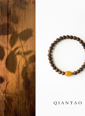 QIANTAO「芦苇间」天然芽庄奇楠沉香多宝手串助眠水晶静心礼物