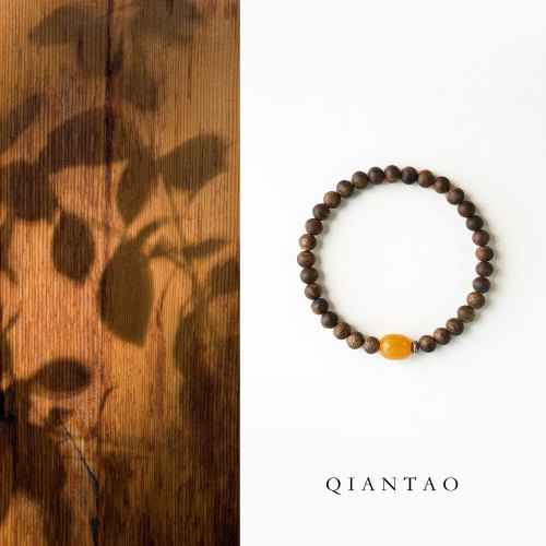 QIANTAO「芦苇间」天然芽庄奇楠沉香多宝手串助眠水晶静心礼物
