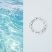 QIANTAO「拾光」原创天然高净体白水晶海蓝宝好运手串情侣礼物