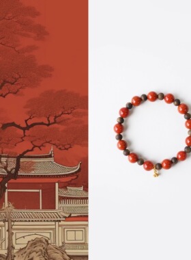 QIANTAO「馥归」原创中式天然南红沉香手串女高级手链礼物
