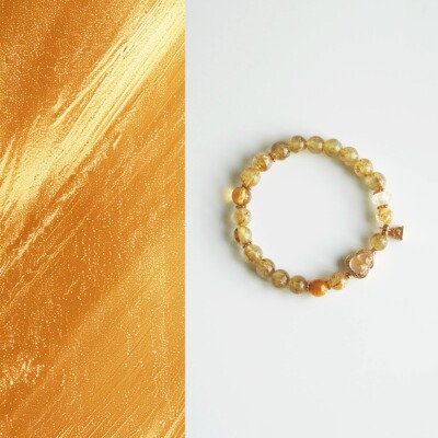 QIANTAO「月中桂」原创中式天然金发晶手链黄水晶女招财手串礼物