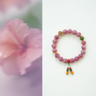 QIANTAO「晚青莺」原创中式天然紫马达加斯加粉水晶手串高级礼物