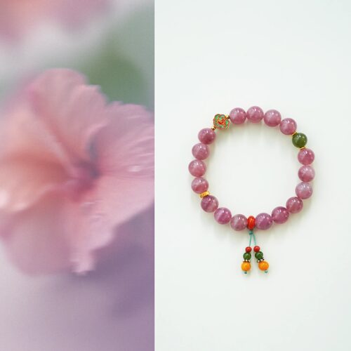 QIANTAO「晚青莺」原创中式天然紫马达加斯加粉水晶手串高级礼物