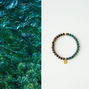 QIANTAO「山涧」天然芽庄奇楠沉香助眠静心手串蓝水翡翠情侣礼物