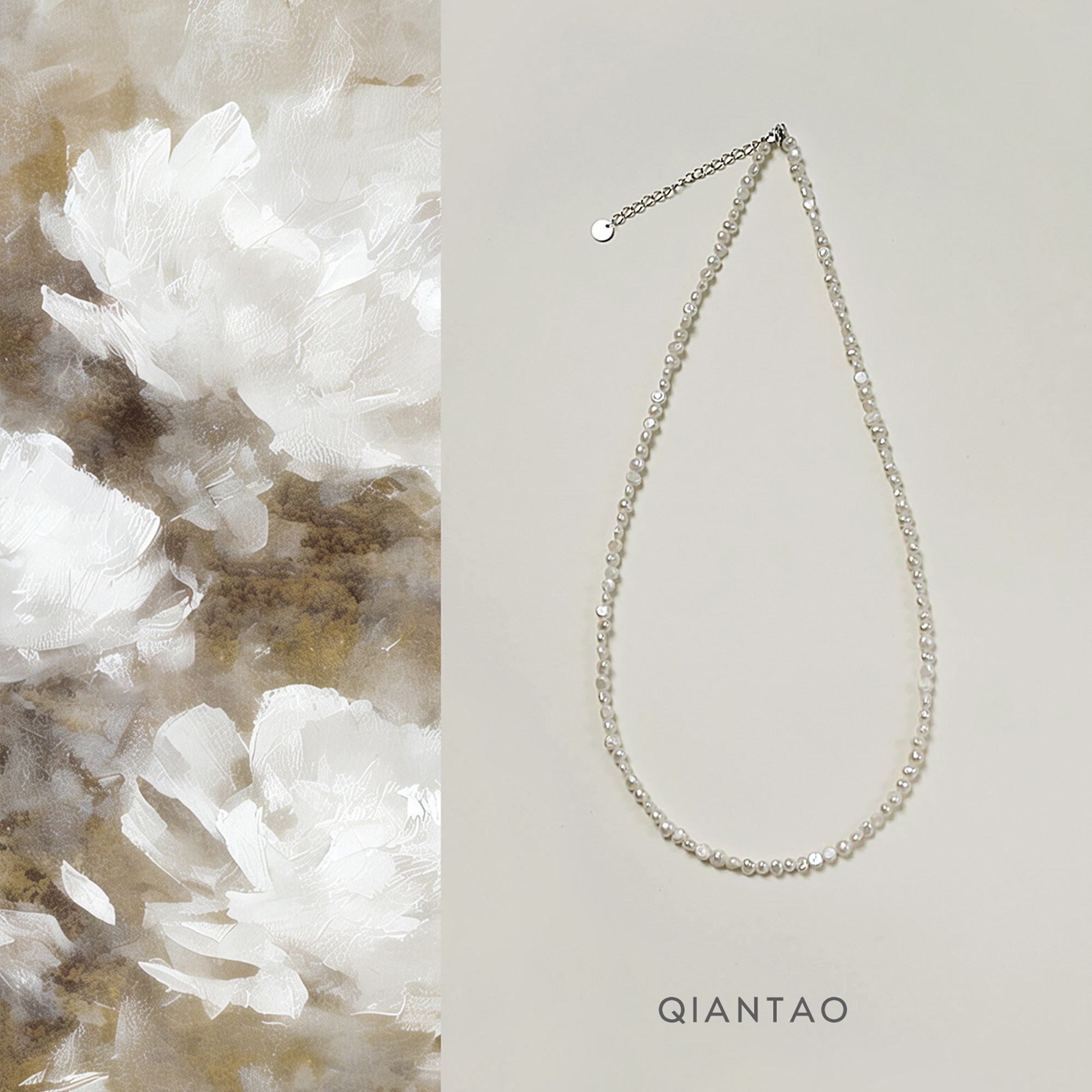 QIANTAO「冬雪」原创天然淡水珍珠项链女锁骨链小众高级生日礼物,饰品/流行首饰/时尚饰品新,项链,淘宝优惠券,粉丝福利购,淘宝优惠卷