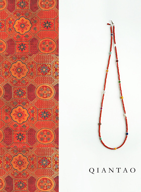 QIANTAO「彩云归」原创中式国风天然南红多宝毛衣链多圈手链礼物