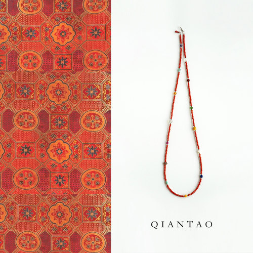 QIANTAO「彩云归」原创中式国风天然南红多宝毛衣链多圈手链礼物