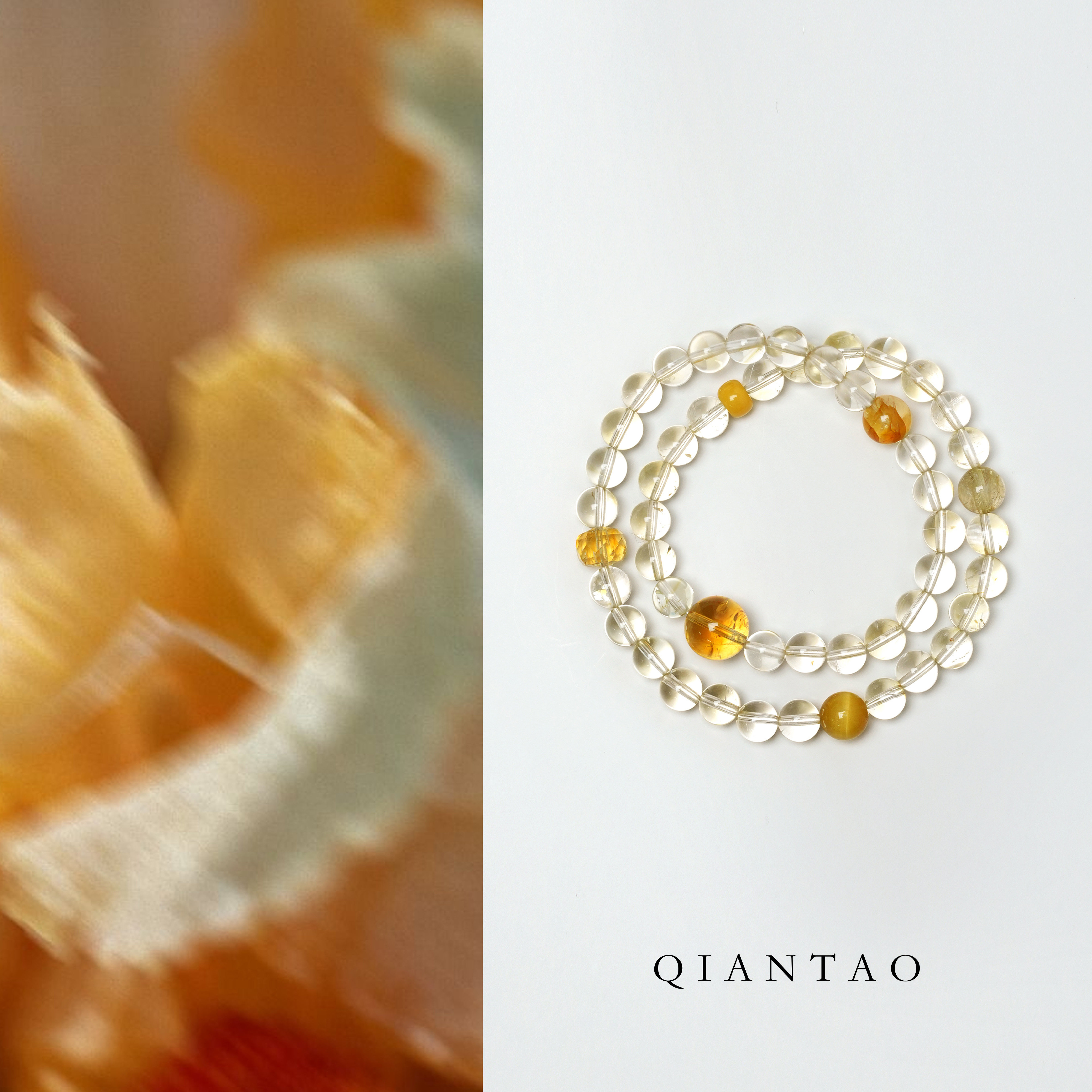 QIANTAO「烁玉」原创好运招财天然黄水晶手串双圈多宝女手链礼物图片