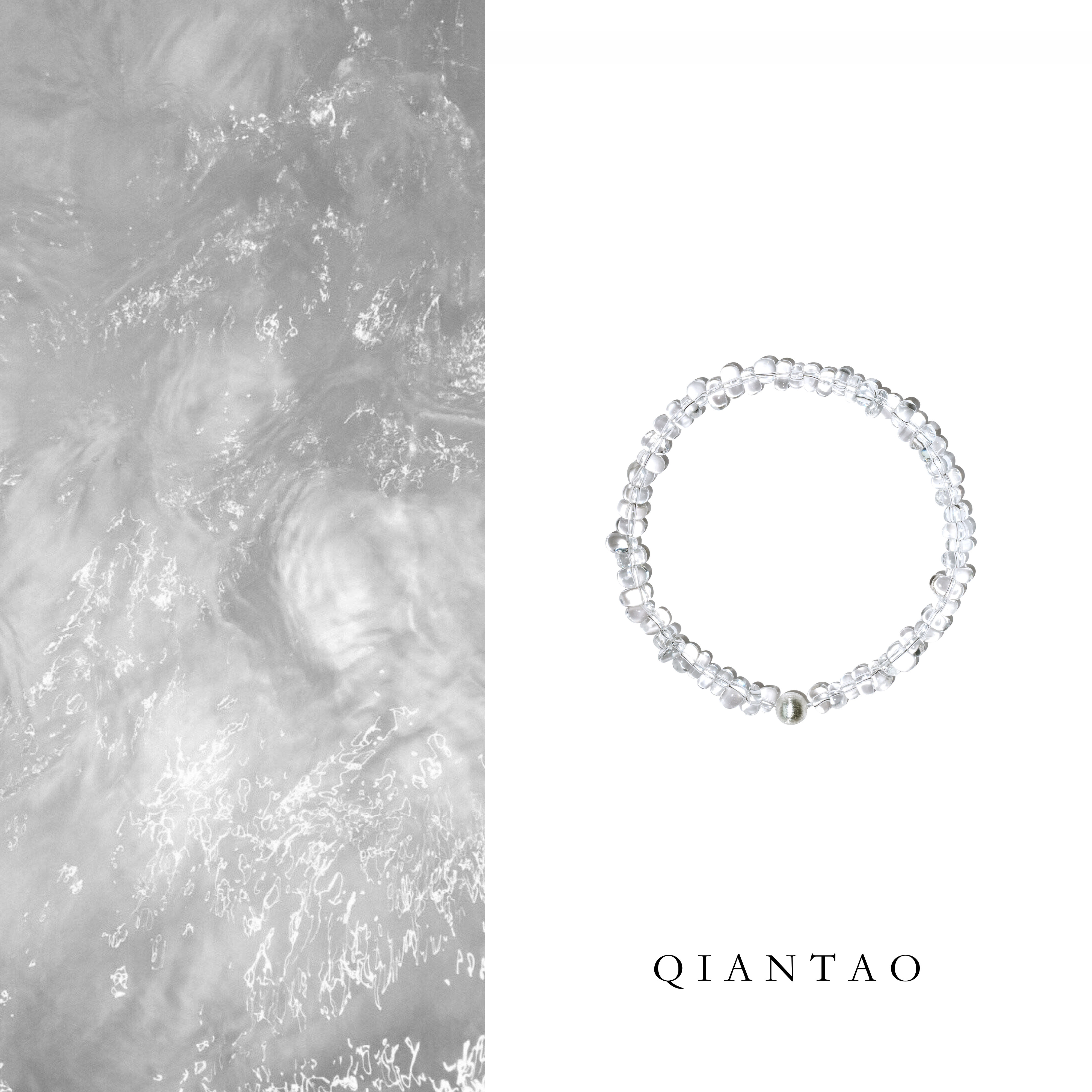 QIANTAO「冰禾」天然高净体白水晶糖豆手串稳定情绪好运手链礼物