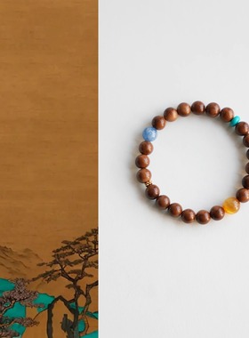 QIANTAO「松山月」新中式天然库克菩提多宝手串净心护身情侣礼物