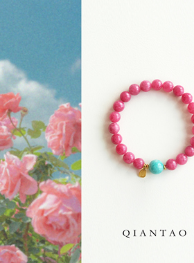 手串桃花粉蔷薇石气质高级