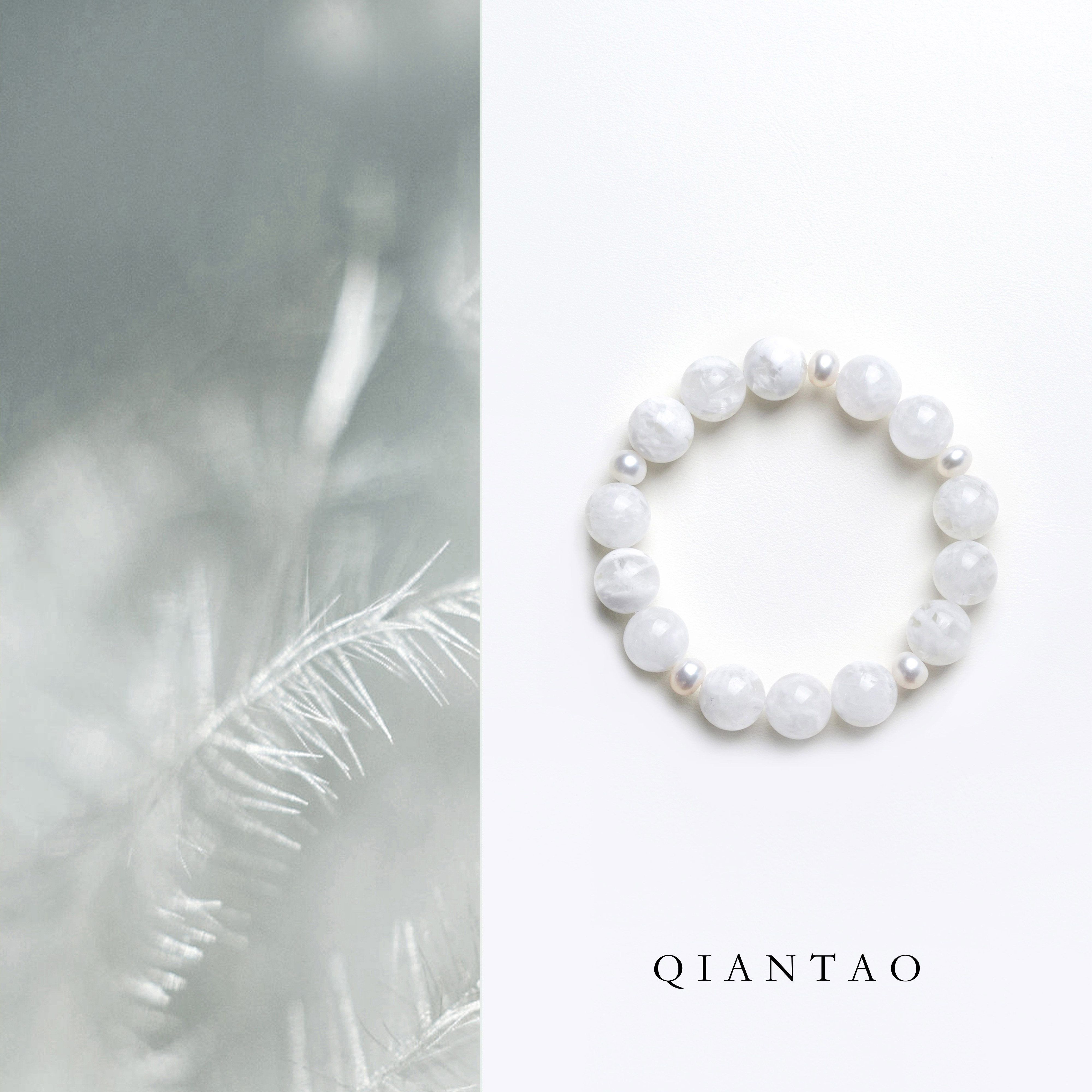 QIANTAO「霜降」原创珍珠天然雪花幽灵水晶手串女手链情侣礼物