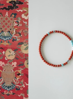 QIANTAO「蓝英」原创新中式天然南红绿松石珍珠手串情侣手链礼物