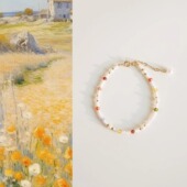 QIANTAO「花海」原创油画米珠天然淡水珍珠水晶手链女生高级礼物