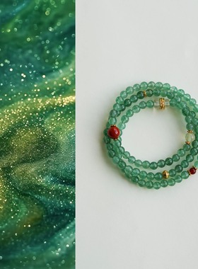 中式天然绿草莓晶手串