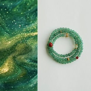 QIANTAO「西江月」原创新中式天然草莓绿水晶南红项链国风手串女