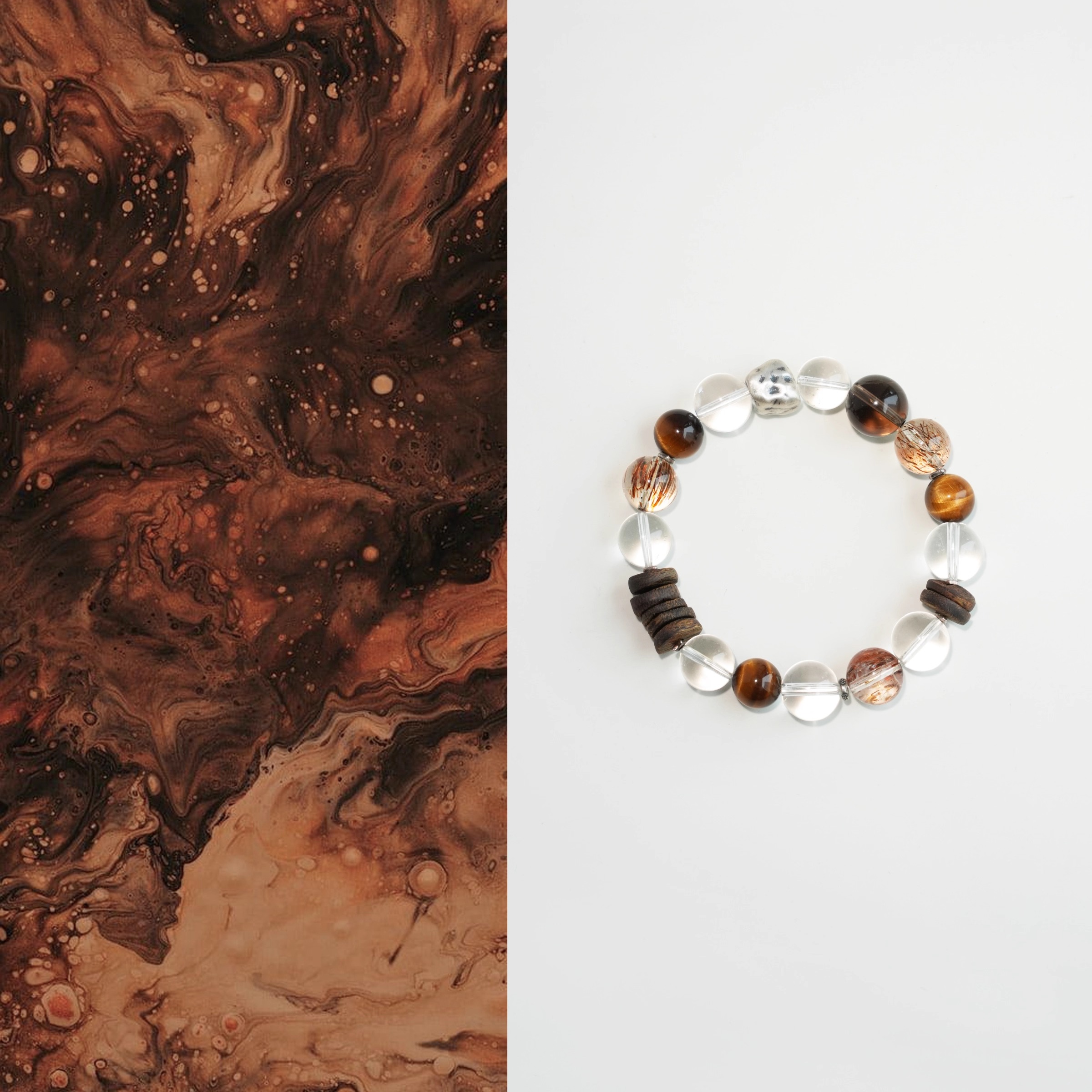 QIANTAO「缦野」原创天然多宝沉香手链女虎眼石水晶招财手串礼物