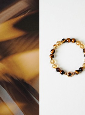 QIANTAO「漫石」原创天然招财黄塔晶手串转运虎眼石情侣好运手链