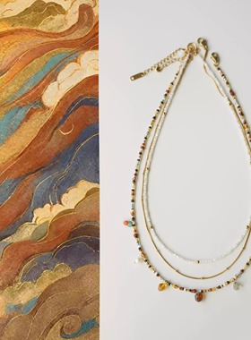 QIANTAO「金秋子」原创捷克珠项链文艺复古叠戴女生锁骨链小吊坠