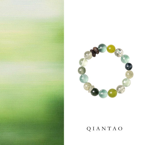 QIANTAO「梧枝」原创天然绿水晶手串补木绿色水晶手链情侣礼物