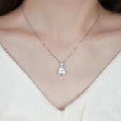 QIANTAO「玉花」原创天然高冰水沫玉葫芦项链925银转运吊坠女礼物