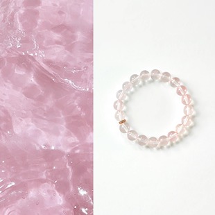 QIANTAO「小池」原创中式 天然莫桑比克星光六芒星粉水晶手串礼物