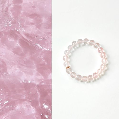 QIANTAO「小池」原创中式天然莫桑比克星光六芒星粉水晶手串礼物