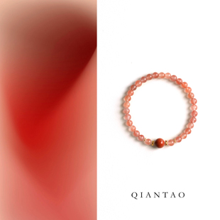 QIANTAO「藏吉」原创中式天然冰飘南红手串本命年女生红手链礼物