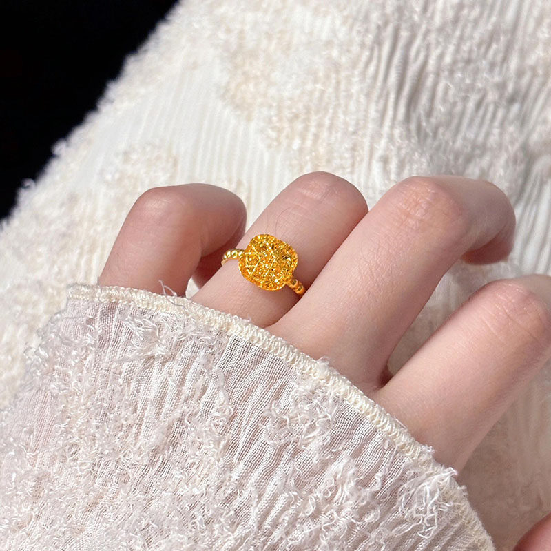 仿真金色小方糖戒指女