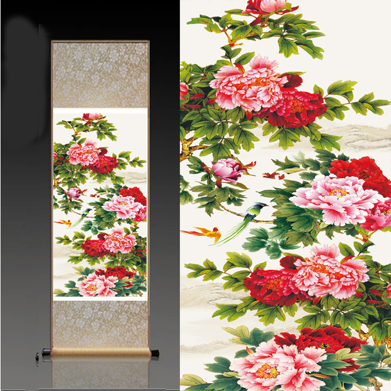 丝绸画卷轴挂画 国画牡丹图花鸟风景挂画 客厅玄关书房风水挂画|msdalam kategori Aksesori rumah, lukisan hiasan, lukisan tradisional Cina - dari Buy2taobao.com untuk memberikan perkhidmatan ejen Taobao profesional membeli