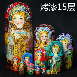 满洲里烤漆俄罗斯套娃工艺木摆件