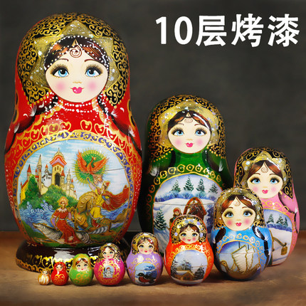 烤漆俄罗斯套娃10层特色满洲里哈尔滨旅游纪念创意六一儿童节礼物