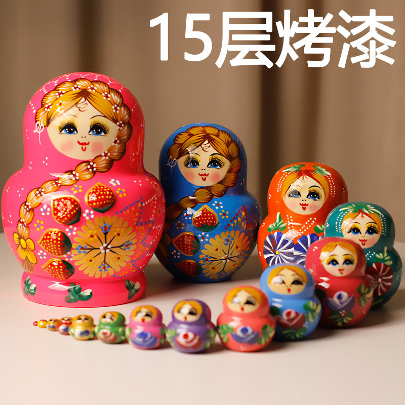 俄罗斯特色15层套娃椴木彩绘哈尔滨满洲里旅游纪念节新年礼物玩具