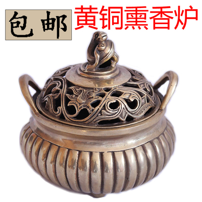 纯黄铜香炉 仿古貔貅香熏炉 做旧工艺 佛堂摆件 转行清仓特价