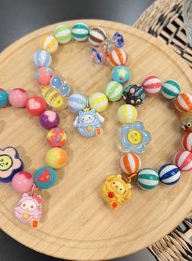 可爱南瓜珠彩色串珠手环饰品女