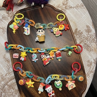 日韩卡通蜡笔小新米老鼠彩色两条挂件手机链钥匙包包挂件网红女生