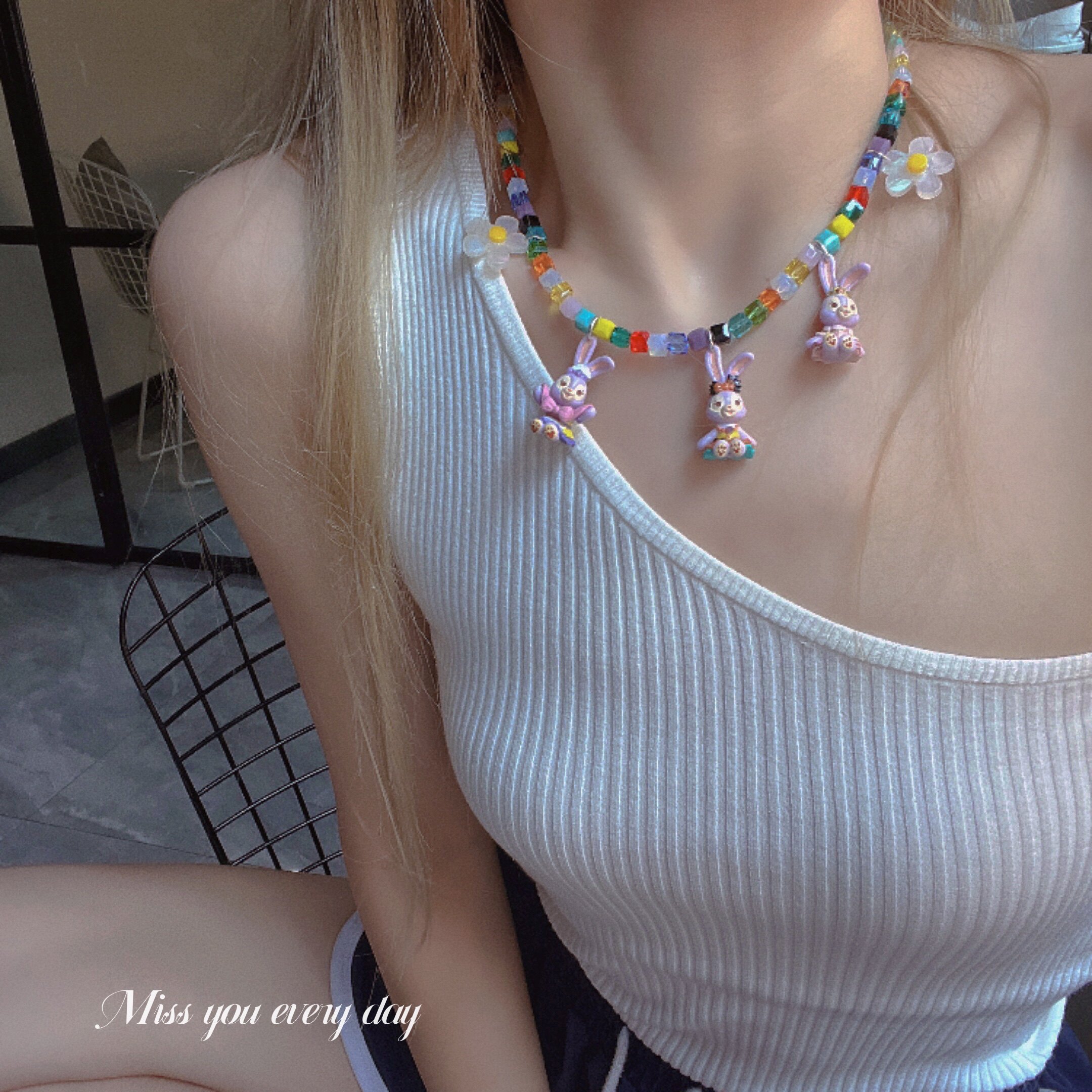 原创手工自制星黛露水晶串珠项链迪士尼方钻卡通可爱彩色童趣项链