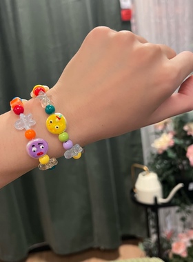 搞怪表情混搭手链弹力串珠