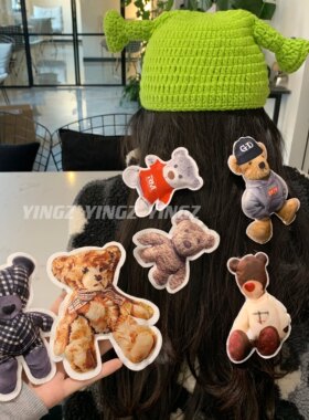 韩国东大门爆款羽绒服充棉卡通可爱泰迪小熊棒球服兔子掰掰夹发夹
