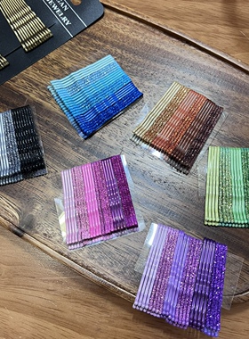 新款烤漆少女发夹金属波浪闪粉