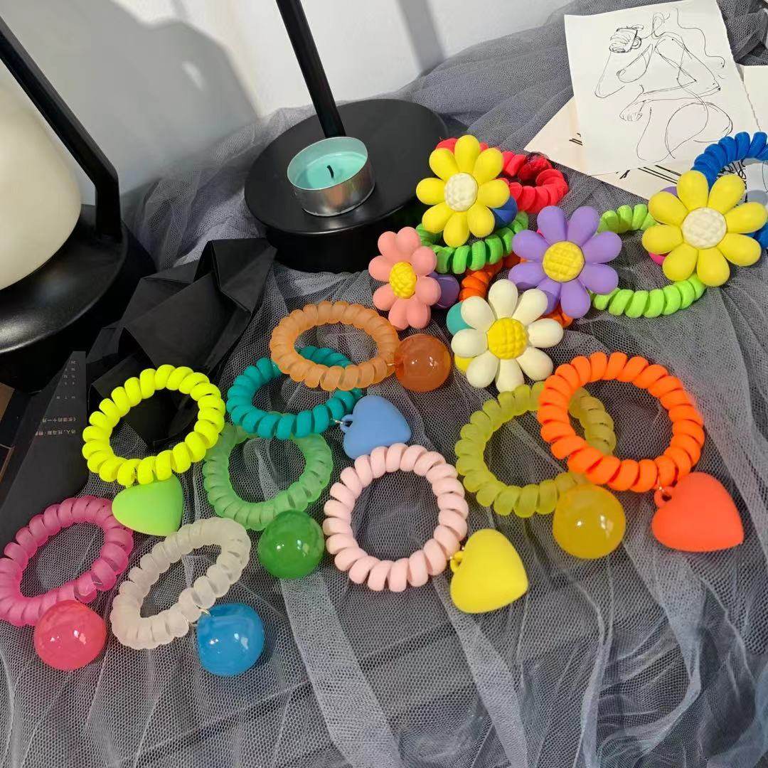 韩国春夏彩色荧光色圆球爱心小花朵电话线皮筋儿童成人发绳头花女,饰品/流行首饰/时尚饰品新,发饰,淘宝优惠券,粉丝福利购,淘宝优惠卷