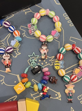 可爱南瓜珠彩色爆米花妹妹手链