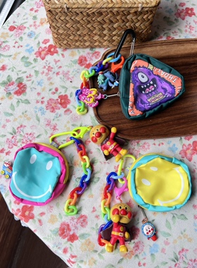 面包超人笑脸链条零钱包挂件