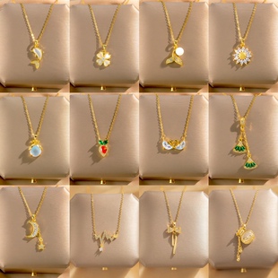 钛钢项链爆款 防掉色防过敏轻奢镶钻时尚 2新款 锁骨链饰品 钛钢