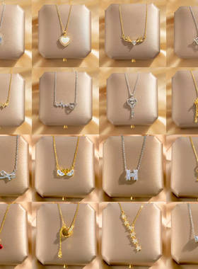 新款时尚镶钻项链钛钢锁骨链